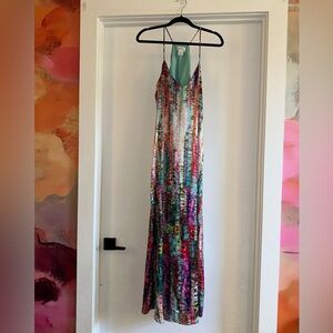 Nicole Miller Watercolor Maxi Sundress Large NWOT